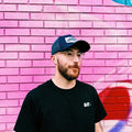 Another Round Shred Trucker hat in navy and navy