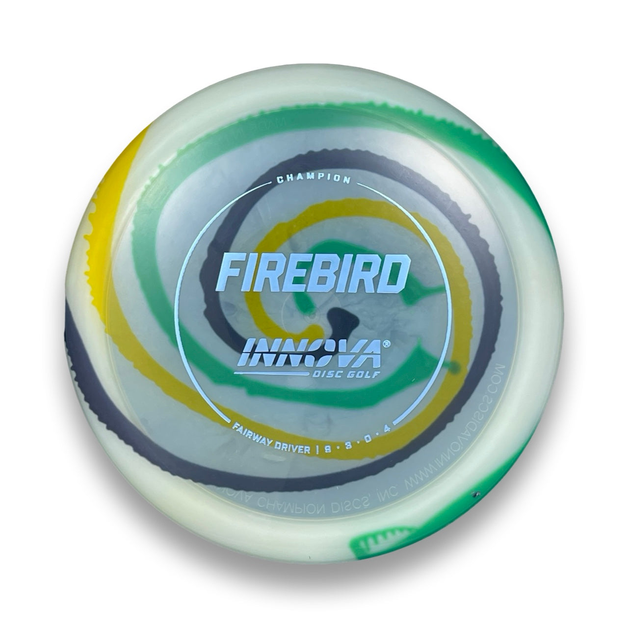 Innova Champion Firebird I-Dye overstable driver, side profile showing rim